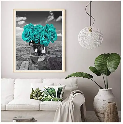 Diamond Painting Kits For Kids Diy 5D Full Drill Crystal Rhinestone Gem Art Dot Embroidery Beach Rose Flowers