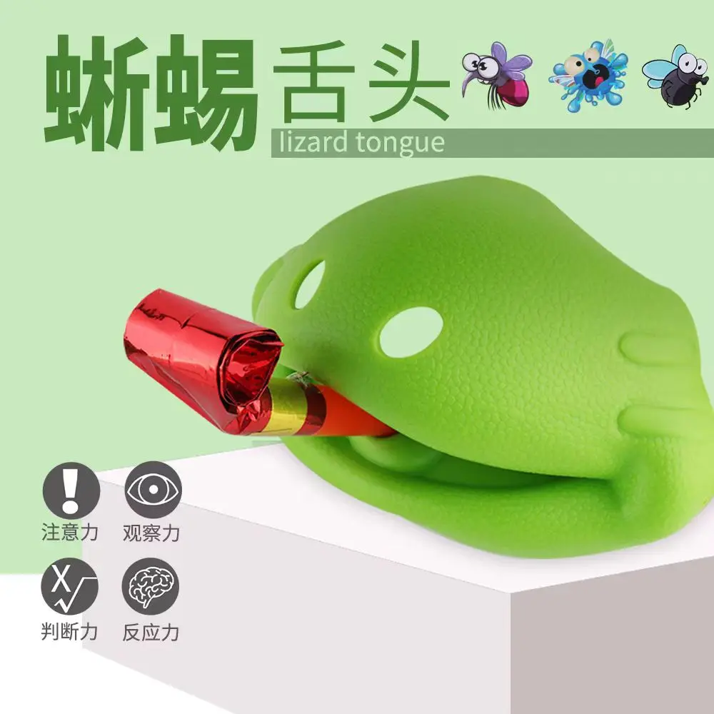 Creative Frog Tongue Toy Novelty Cat Stick Artifact with Lizard Mask Trick Props for Fun Shaking Tone