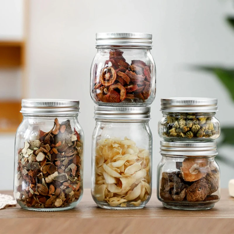 Wide Mouth Glass Mason Jars 16oz storage jar containers with metal split lid for pickle snacks jam honey