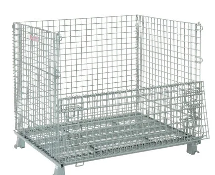 folding Pallet 4 siders basketball bin box bulk cage collapsible container customized durable storage wires mesh cage container
