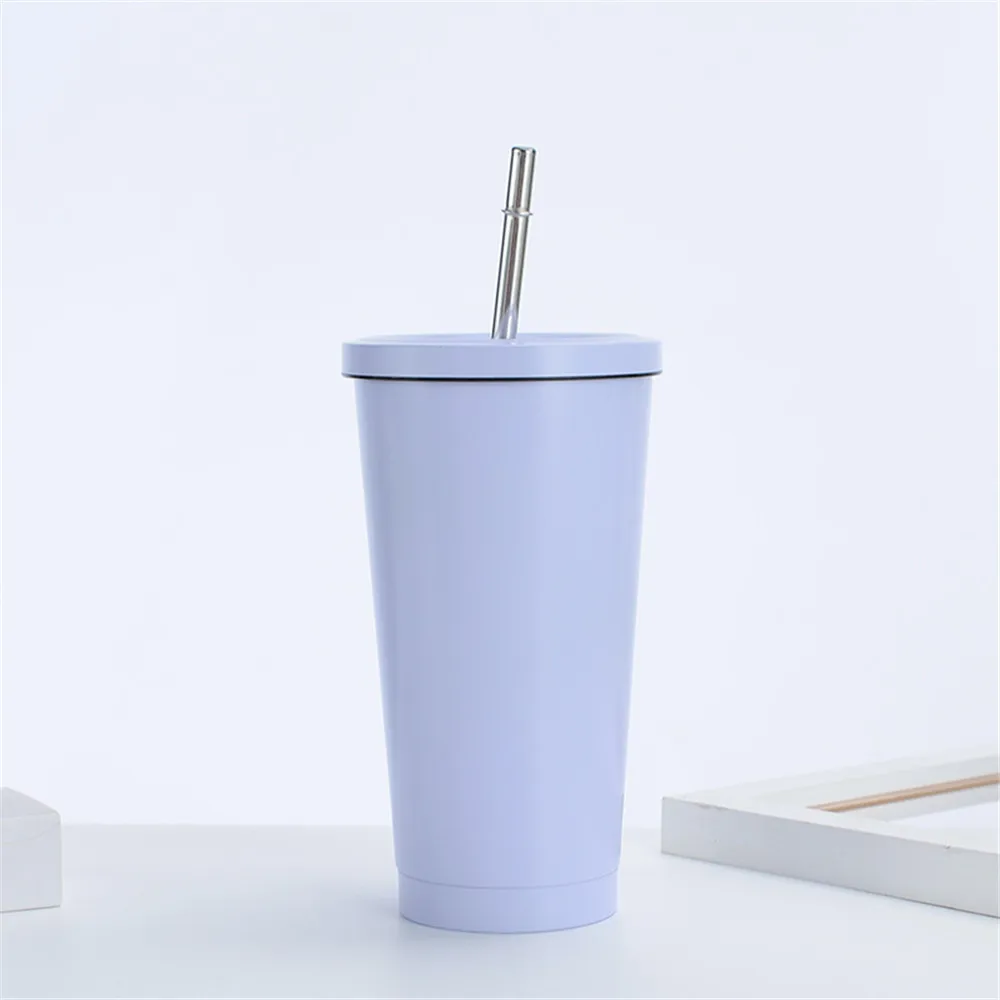 Wanto 500ml colorful double wall stainless steel sport tumbler colorful water drink bottle with straw and customized painting