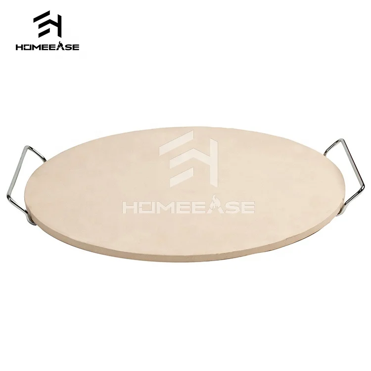 
Hot sale round kitchen bbq heat-resistant non-stick handle stone pizza plate for oven 