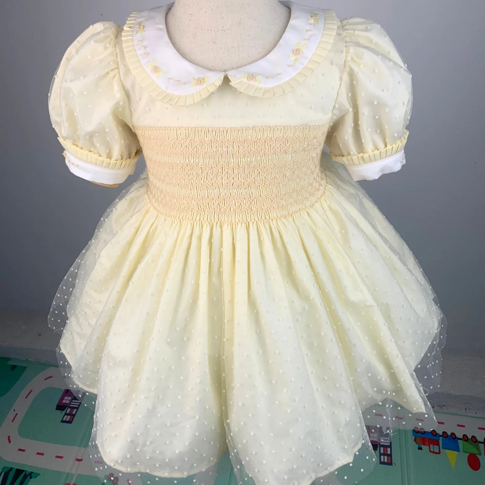 Smocked Children Clothing Hight Quality Princess Dress For Girls  0 - 12Y Smocking Dresses Elegant Customize From Manufacturer