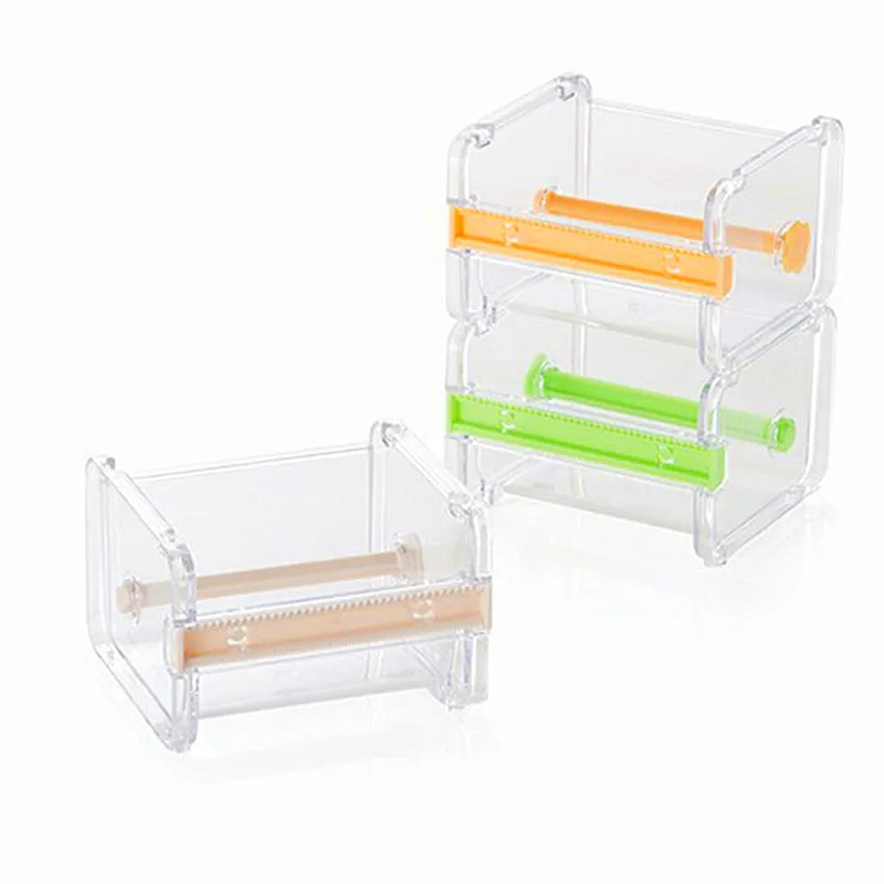 Transparent Visible Desktop Multi Washi Masking Tape Dispenser Stackable Roll Tape Cutter Office Acrylic Roll Tape Holders