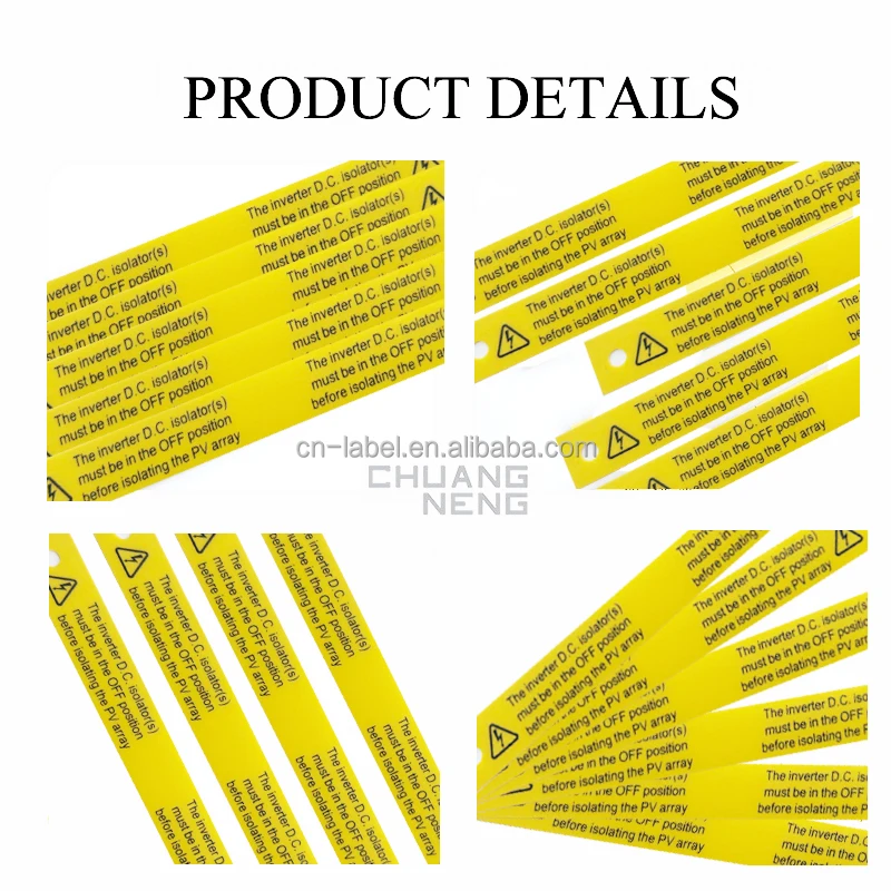 Cheap label  in stock inverter D.C. Isolator for photovoltaic array  printing PC PVC Vinyl PET solar power compliance Australian
