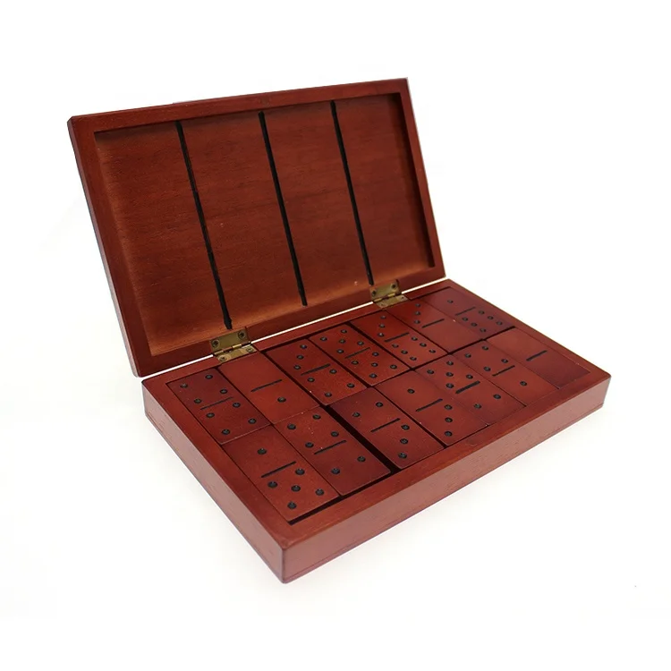 Wholesale High Quality Deluxe Folding Board Domino Game Wooden Domino Box Wooden Domino Set