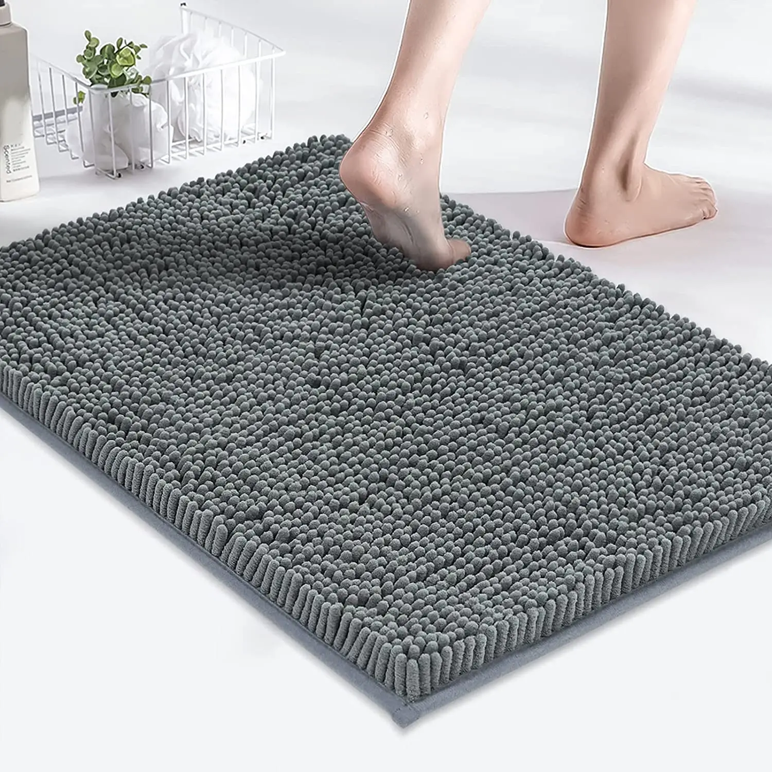 Non Slip Chenille Ultra Soft Bath Rugs 16x24 Absorbent Non Skid Shaggy Rugs Washable Dry Fast Mats for bathroom