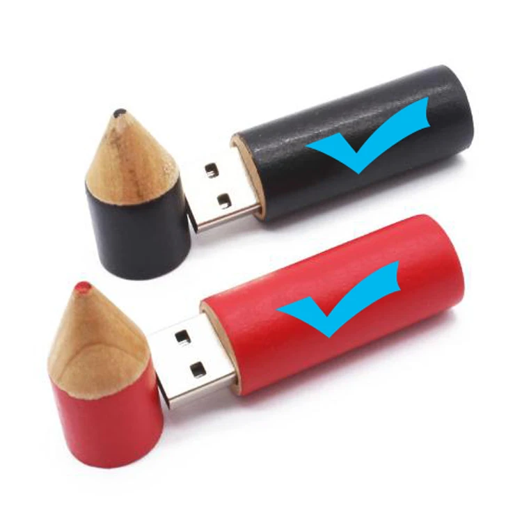 Wholesale Wooden Pencil USB Flash Drive 2.0 4GB 8GB Low Carbon Pen Drive 2GB 1GB USB Memory Stick 3.0 32GB 64GB Education Gift