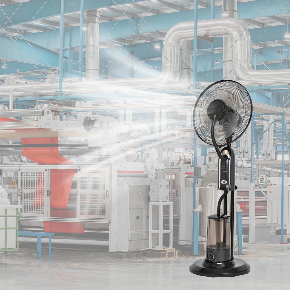Customize Remote Control air cooler charged fan Digital portable rechargeable standing Electronic mist fan with water tank