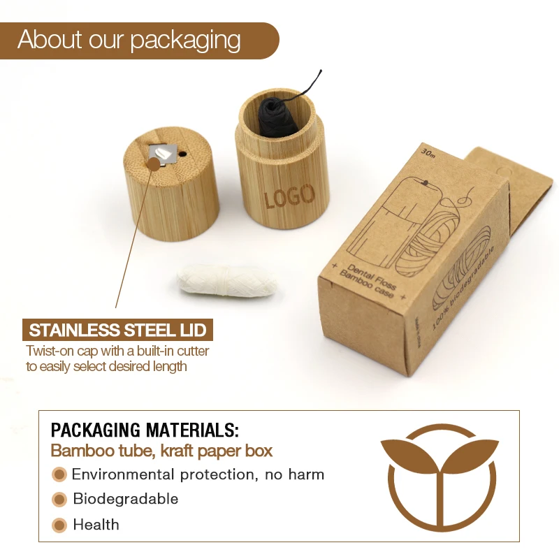 HEYAMO Free Sample Other Teeth Whitening Accessories Dental Floss Picks Biodegradable Bamboo Tube Packaging Corn Dental Flosser
