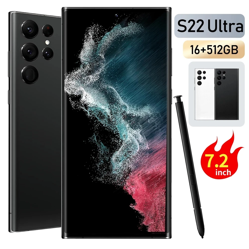 2023 Hottest Sell S22 Ultra Smartphone Android12.0 16gb+512gb 7.2 Inch Original Unlocked Oled Screen Dual Sim Mobile Phones 5g