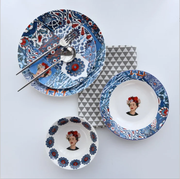 Набор керамических тарелок DN73 в скандинавском стиле, 4 шт., Столовые сервизы, оптовая продажа