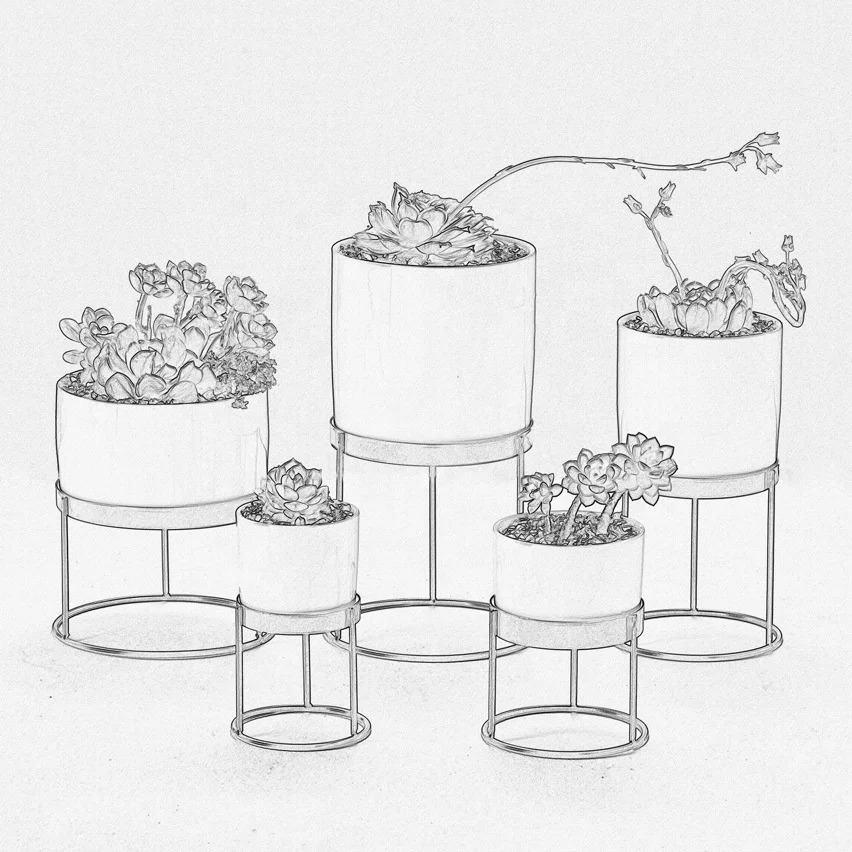 Nordic Simple Creative Positive and Negative Use Cylindrical Pot Multi-flesh Colored Iron Frame Ceramic Flower Pot