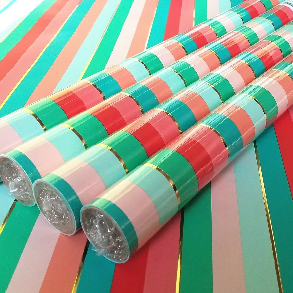 
China supplier 80g art glossy gift wrap glitter custom printed wrapping recycled brown kraft paper roll 