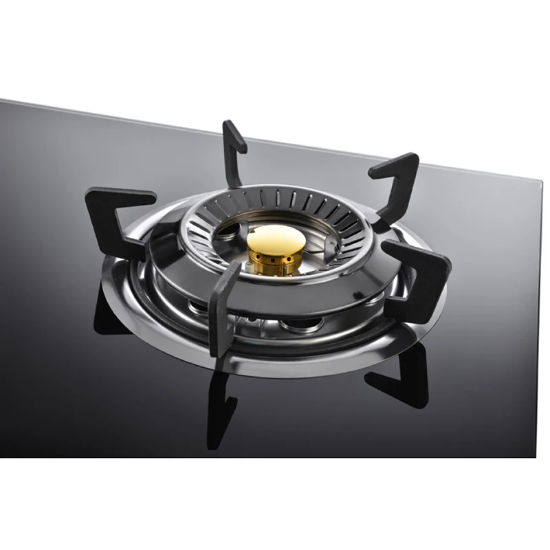 OEM Design Tempered Glass Blue Flame Cast Iron Gas Hob 2 Burner Built In Double Butane Gas Stove