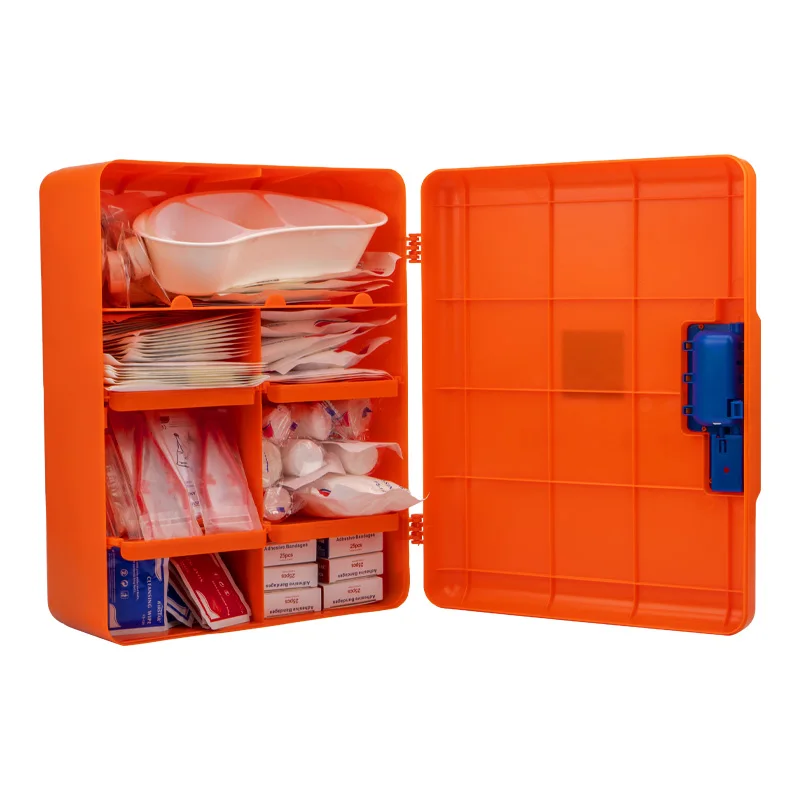 Large Industrial First Aid Kit Cabinet With Lock Keys Shelves Wall Mounted Holes Screws For Factory Outdoor Mine Company