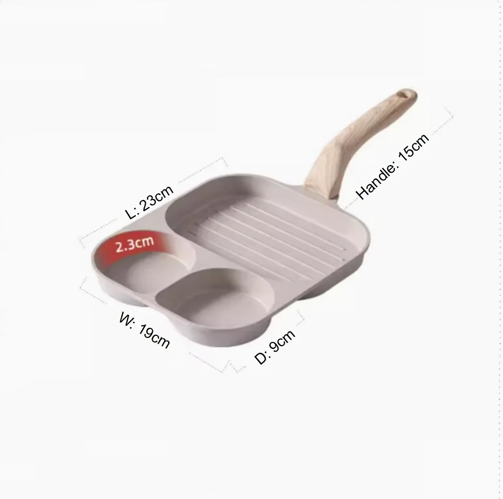 Die Cast Nonstick Cookware Aluminium Breakfast Cooking Omelet Egg Fryer Pans Non-Stick 3 in 1 Egg Pan for Induction Bottom