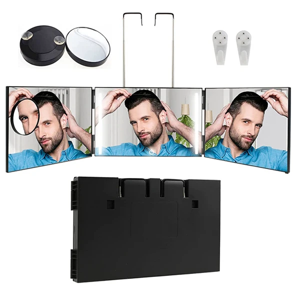 3 Way Mirror for Hair Cutting with LED Lights