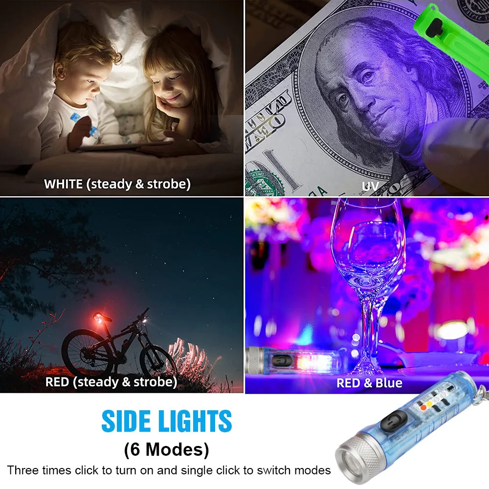 Wholesale Mini Keychain Led Strong Light Flashlight Red and Blue Portable Rechargeable Magnet Suction Clip Hat Mini Flashlight