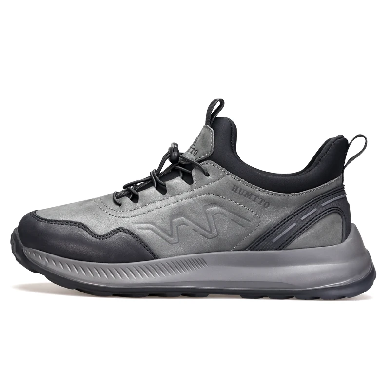 2023 Humtto High Quality Leather Breathable Men Lace Up No slip Hiking Shoes Outdoor Trekking Rock Climbing Sneaker