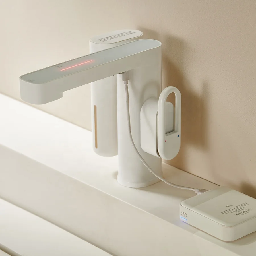 Aideal unique design deck-mount faucet and foam soap intelligent automatic soap and faucet all-in-one