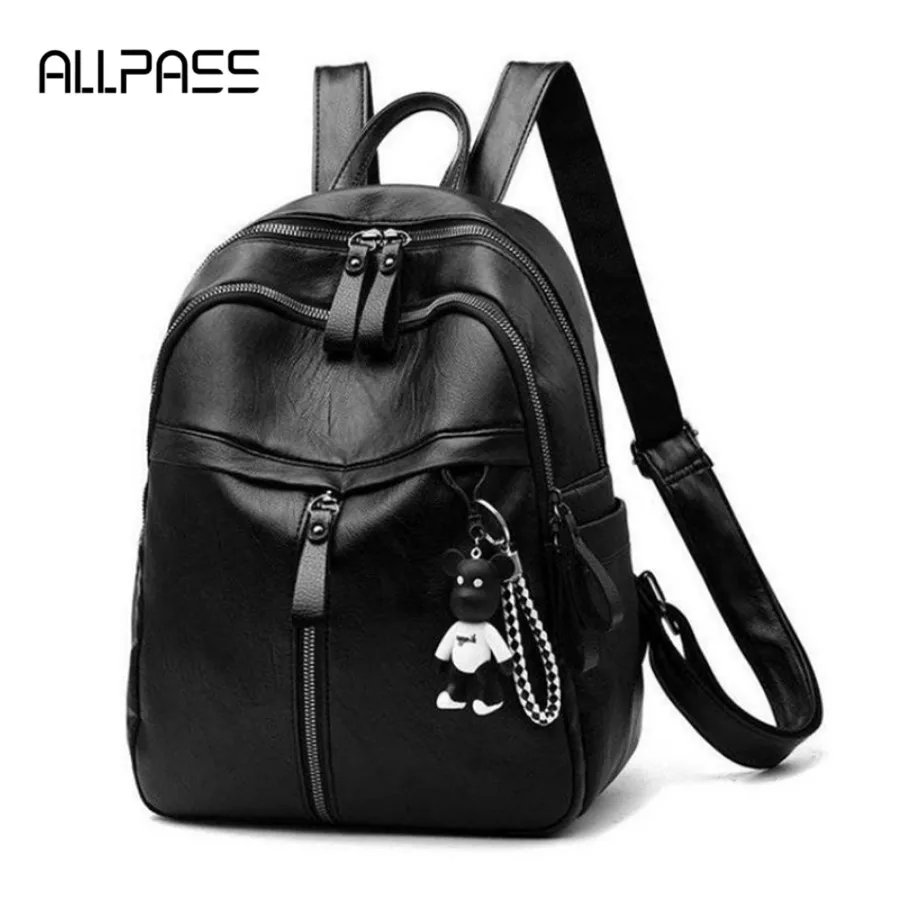 ALL PASS Wholesale cheap price women fashion PU backpack in stock female leather shoulder bag fashion school backpack