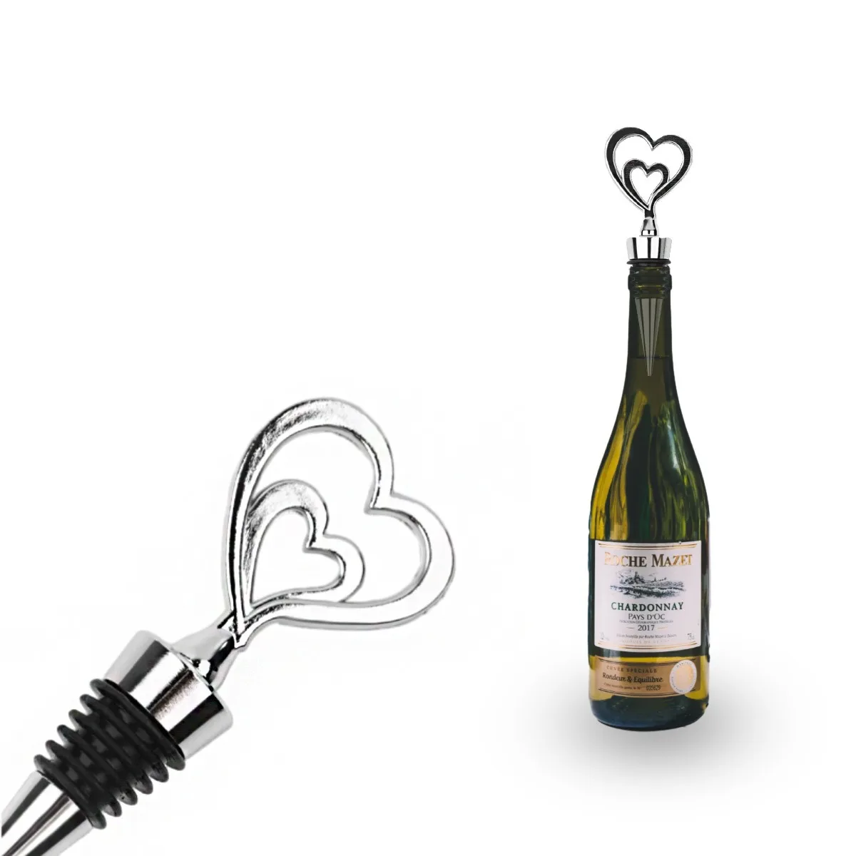 Zinc Alloy Love Heart Shape Wine Stopper Party Gift Bar Gadget Keep Fresh Bottle Plug For Wedding Decoration Wine Opener
