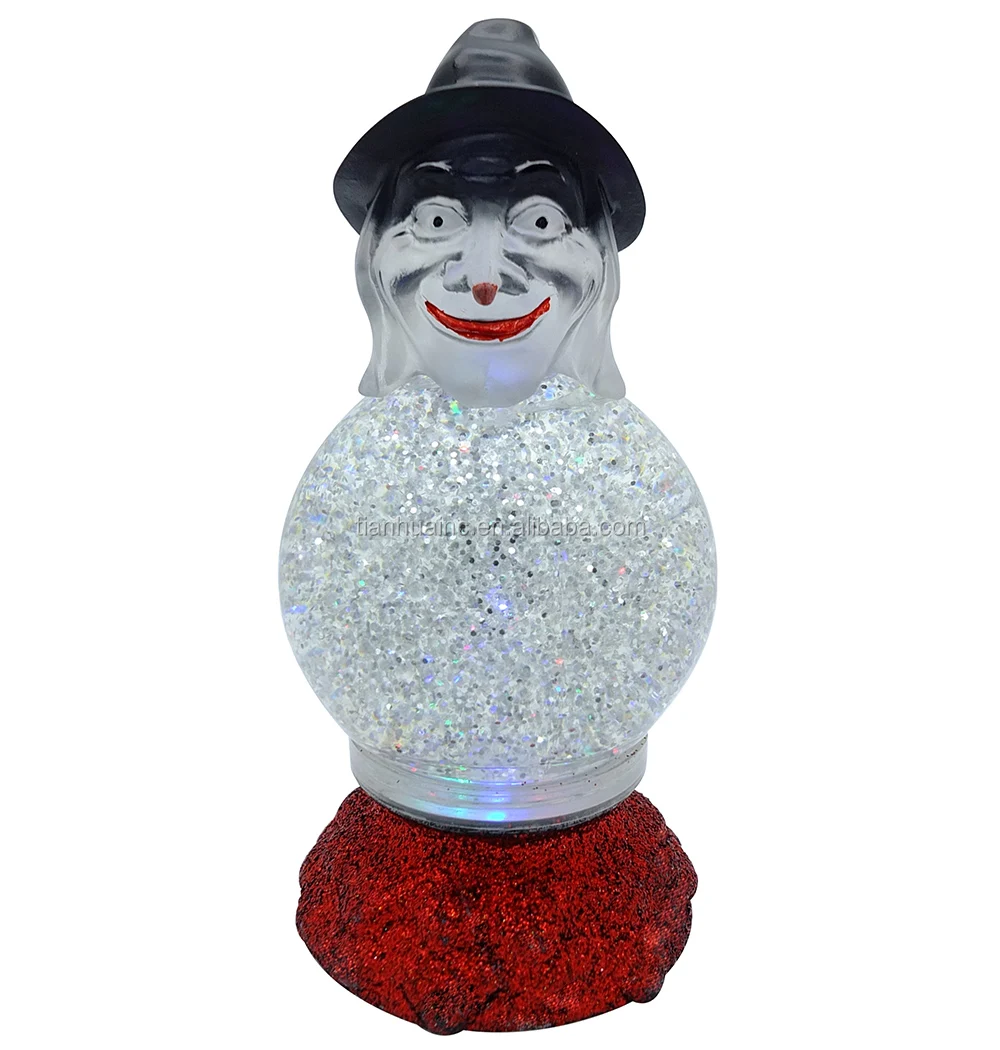 RGB Color Light Up LED Mini Halloween skull ghost Water Snow Glitter Globe