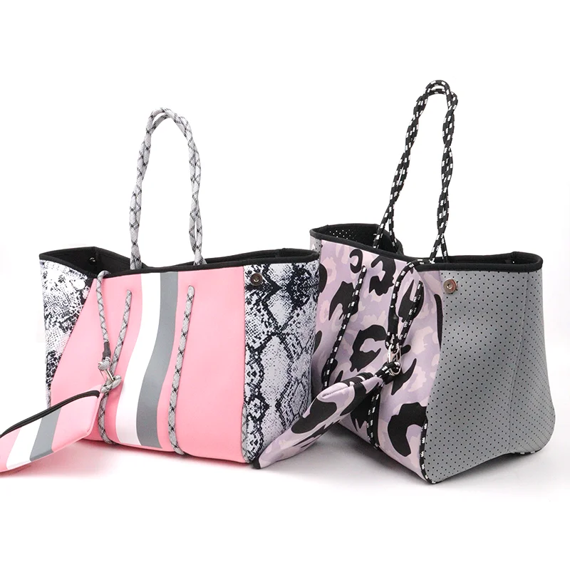 Straw Handbag Canvas Eco Tote Beach Leopard Tie Dye Cooler Bags Custom Zipper Purse For Women Wallet Neoprene Bag