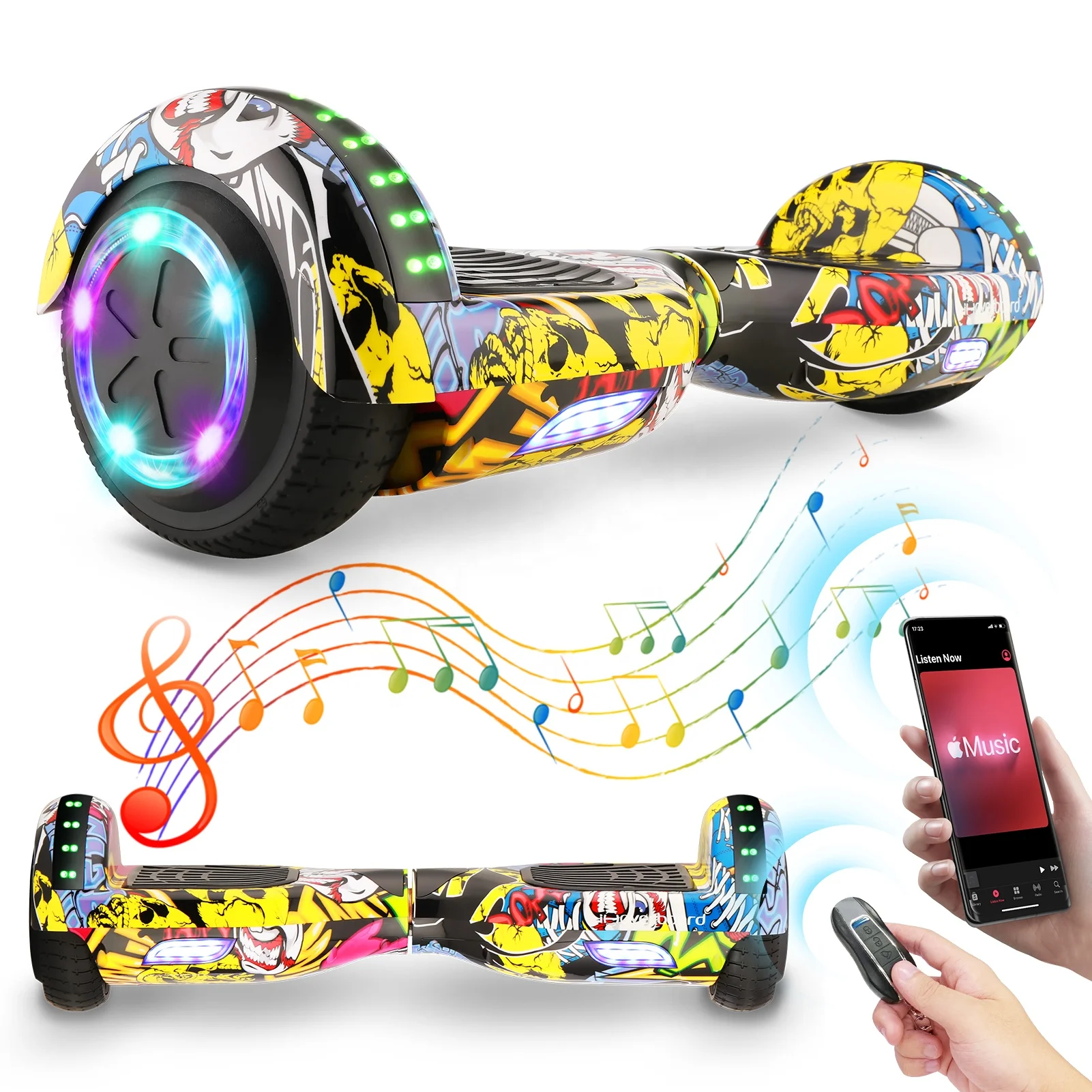USA Warehouse 6.5 Inch 350W*2 Off Road 15km/h Smart Bluetooth Light Two Wheel Self-Balancing Electric Scooters Hoverboard