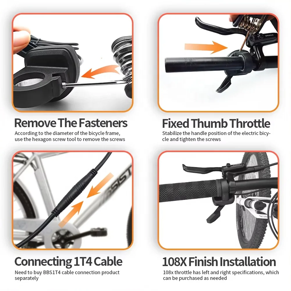 Ebike Thumb Throttle BAFANG 108X Left/Right 3 Pin Female Waterproof Connector for Electric Bicycle BBS01 BBS02 BBSHD Mid Motor