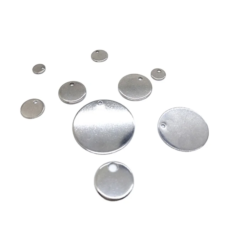 Customized wholesale DIY engraved stainless steel round pendant electroplating 6-30mm round end logo round plate