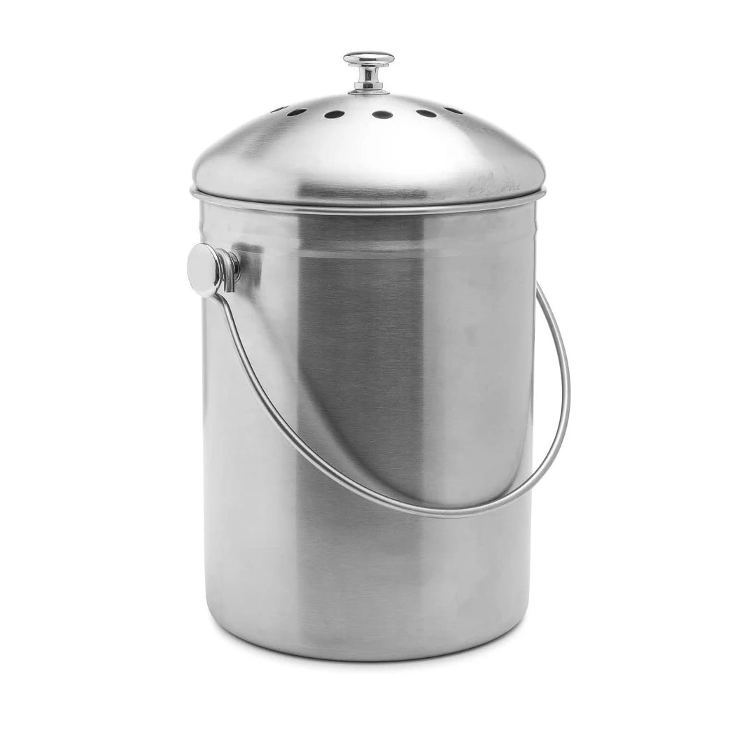 Factery Price Indoor Countertop 1.3 Gallon Stainless Steel Kitchen Compost Bin With Charcoal Filter