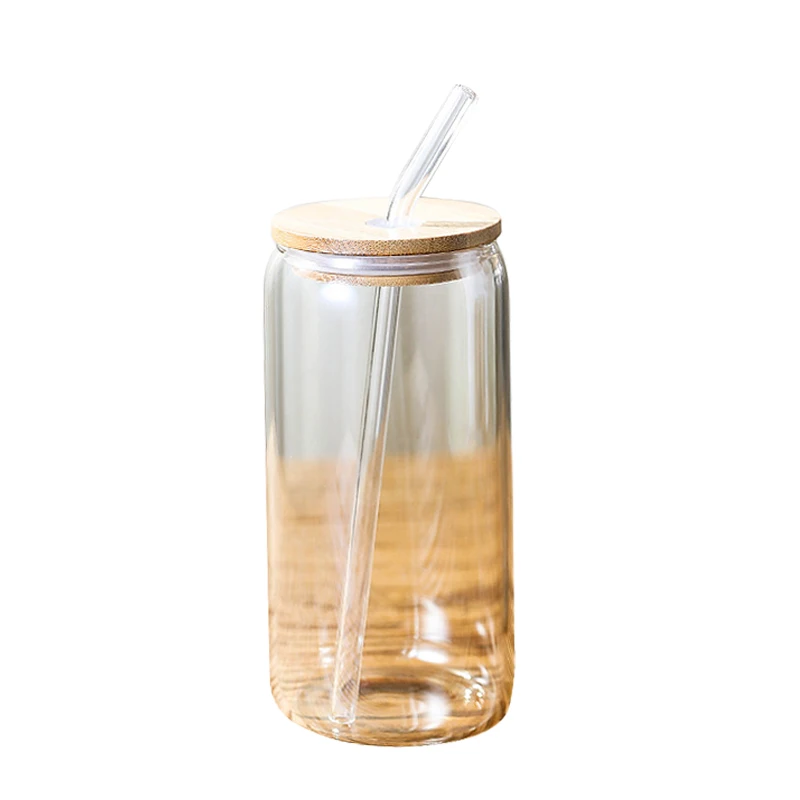 16oz Sippy Cup Manufacturer Drinkware Clear Frosted Sublimation Tumbler Drinking Beer Can Shaped Glass Cold Cups Glasses Tumbler