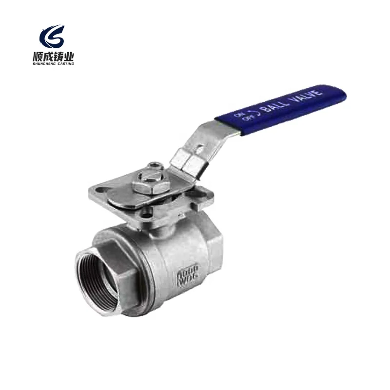 2pc Stainless steel Casting iron SS304/316 female threaded ISO 5211 direct mounting pad manual locking handle ball valve