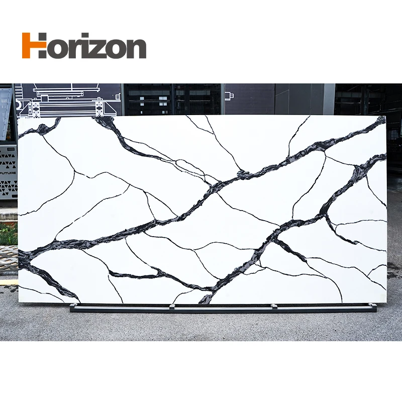 Hot Sale New Design Calacatta White Quartz Jade Slabs Meter Artificial Quartz Stone