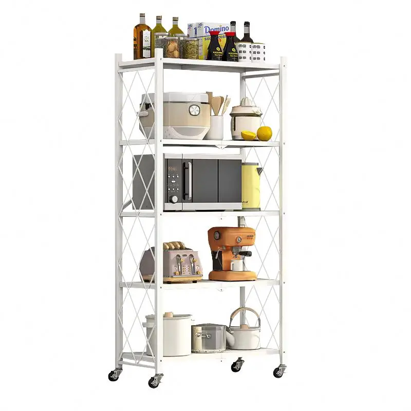 Multi-Functional Household Organizer Rack Standing Movable Kitchen Bedroom Living Storage Basket Shelf