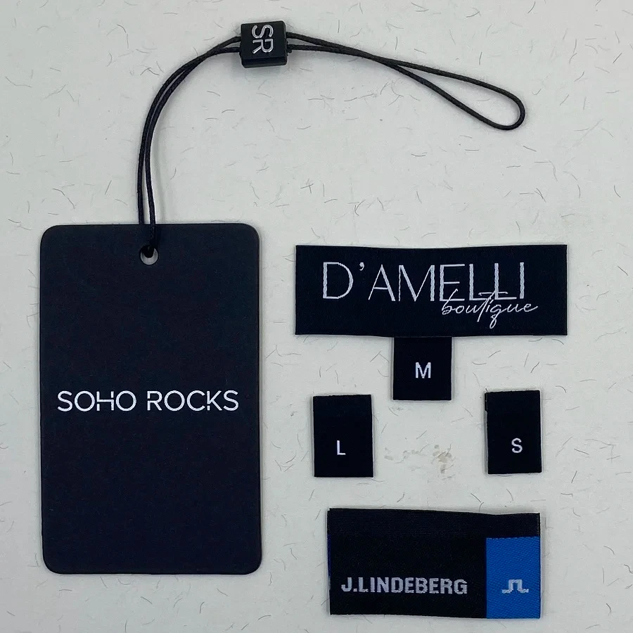 Factory custom clothing accessories collar label luxury embossed clothing end fold woven label