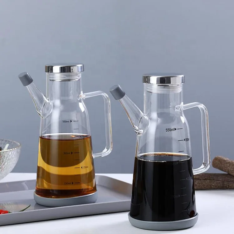 Stainless steel cover glass oil pot outdoor home metering seasoning tank kitchen leak-proof soy sauce vinegar bottle wholesale