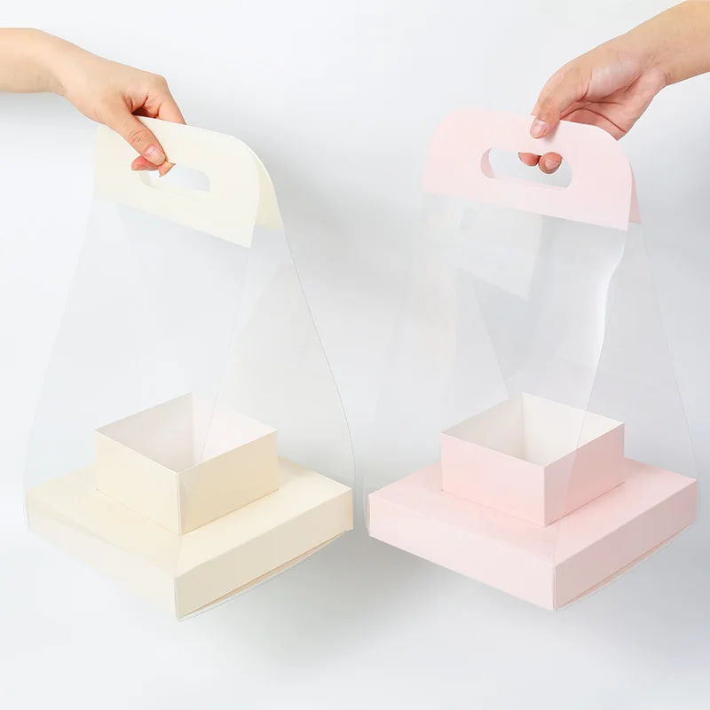 Portable Bouquet Packaging Flower Box Rose Valentine Gift Paper Rectangular Clear Florist Display Boxes