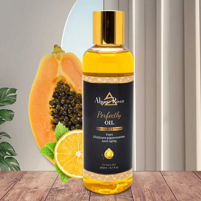 OEM Vitamin E Skin Brightening Papaya Oil Body Moisturizing Even Skin Tone Body Oil For Dark Skin