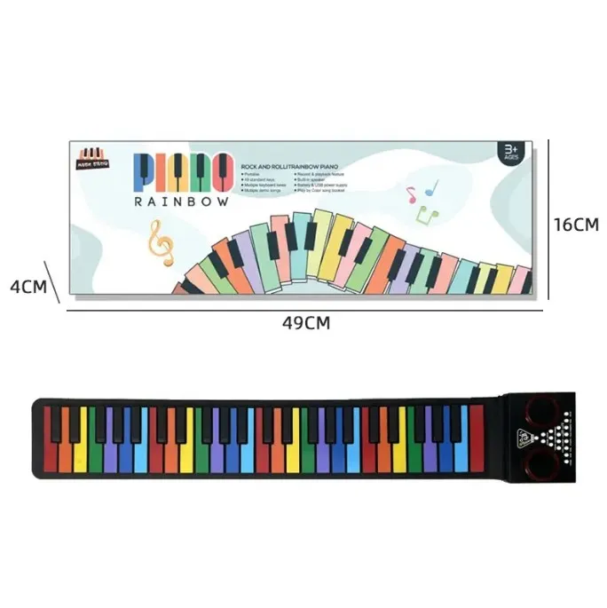 25Keys Portable Electric Soft Keyboard Waterproof Musical Play Mat Instrument Rainbow Flexible Roll Up Piano For Kid