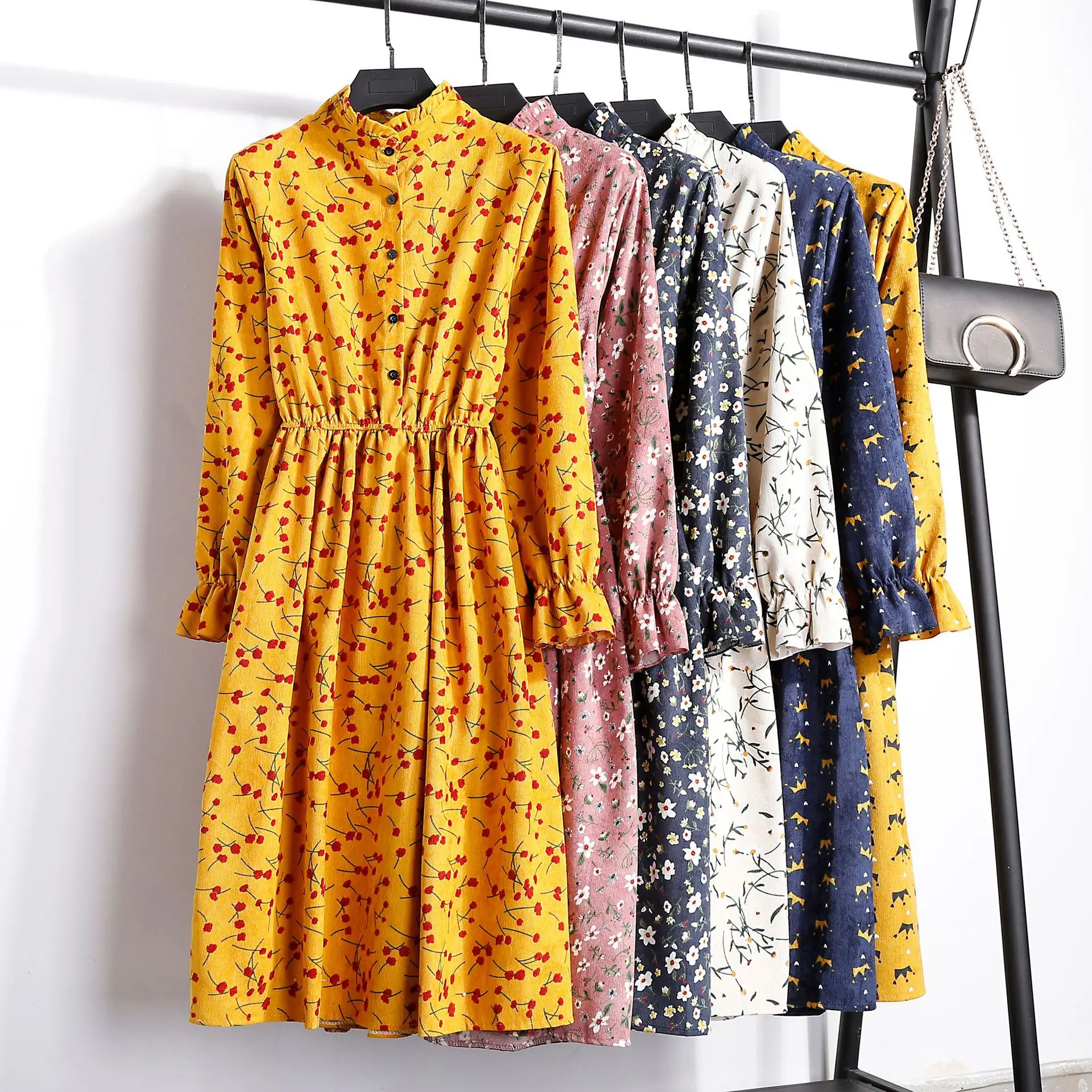 Korea design floral printed winter women dresses OC72