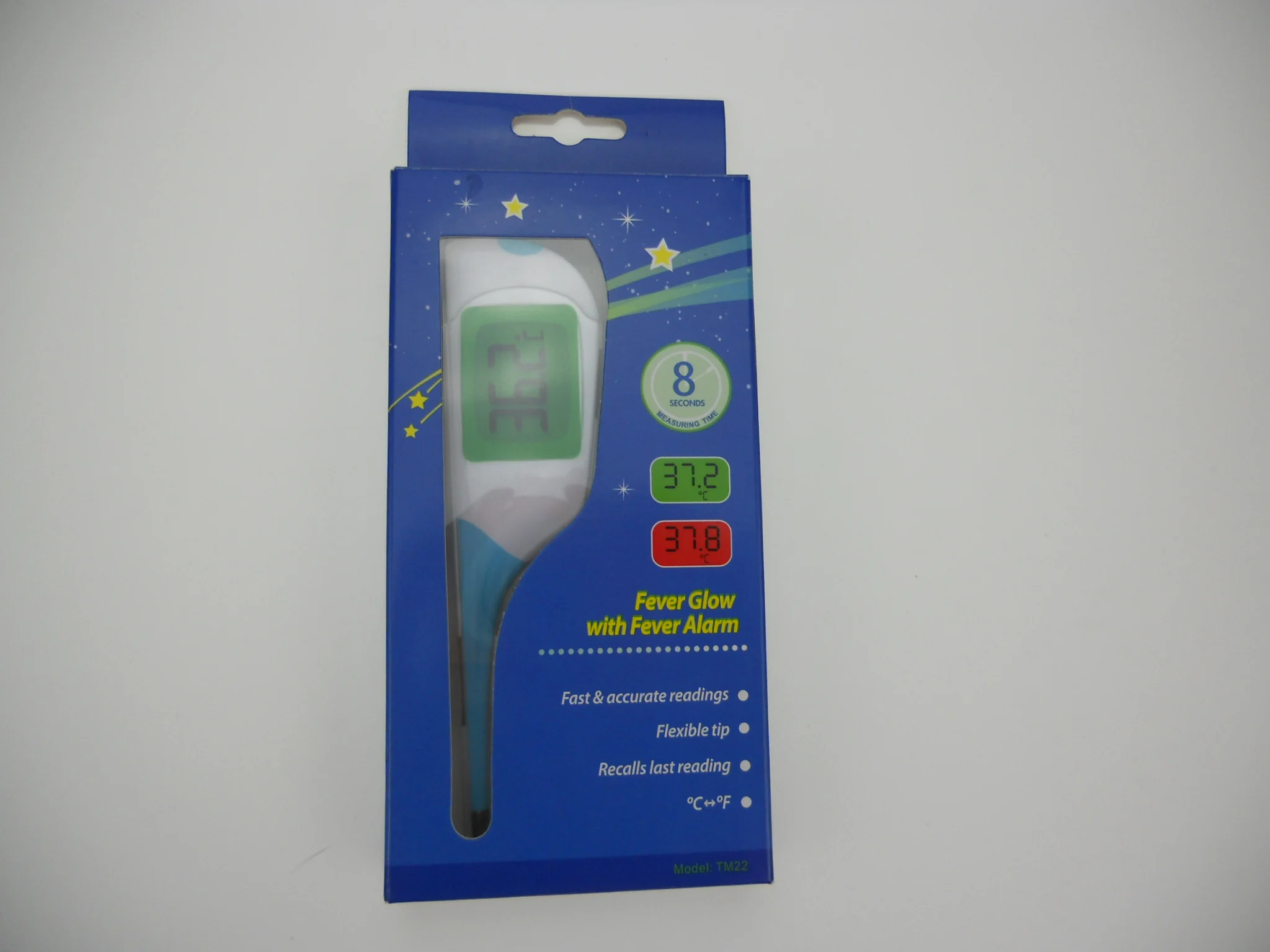 8 Sec Fast Reading Digital clinical Thermometer , TM22 Oral, Rectal and Underarm fever medical Thermometer with backlight