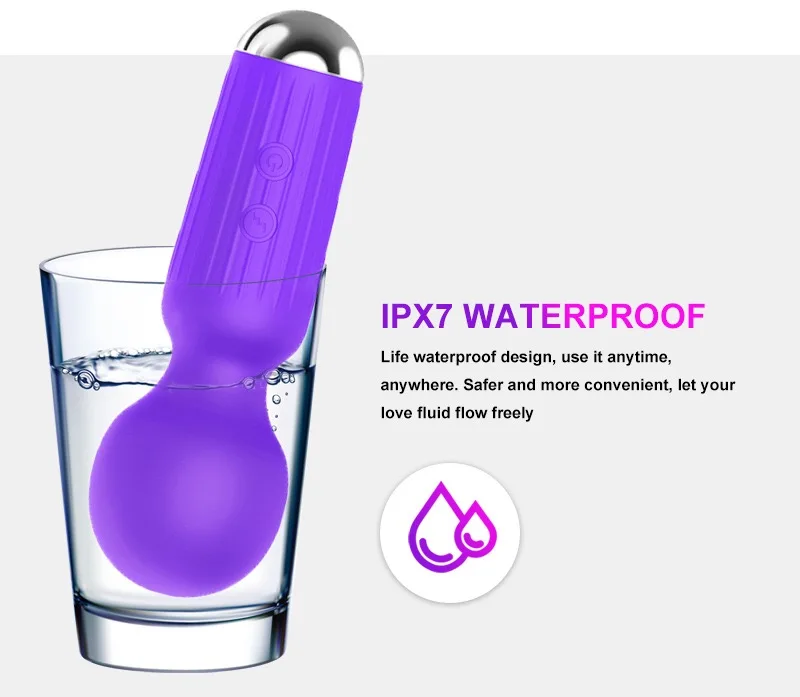 Mini USB waterproof 360 degree bendable 20 frequency vibration cordless vibration AV stick vibrator sex toys for women