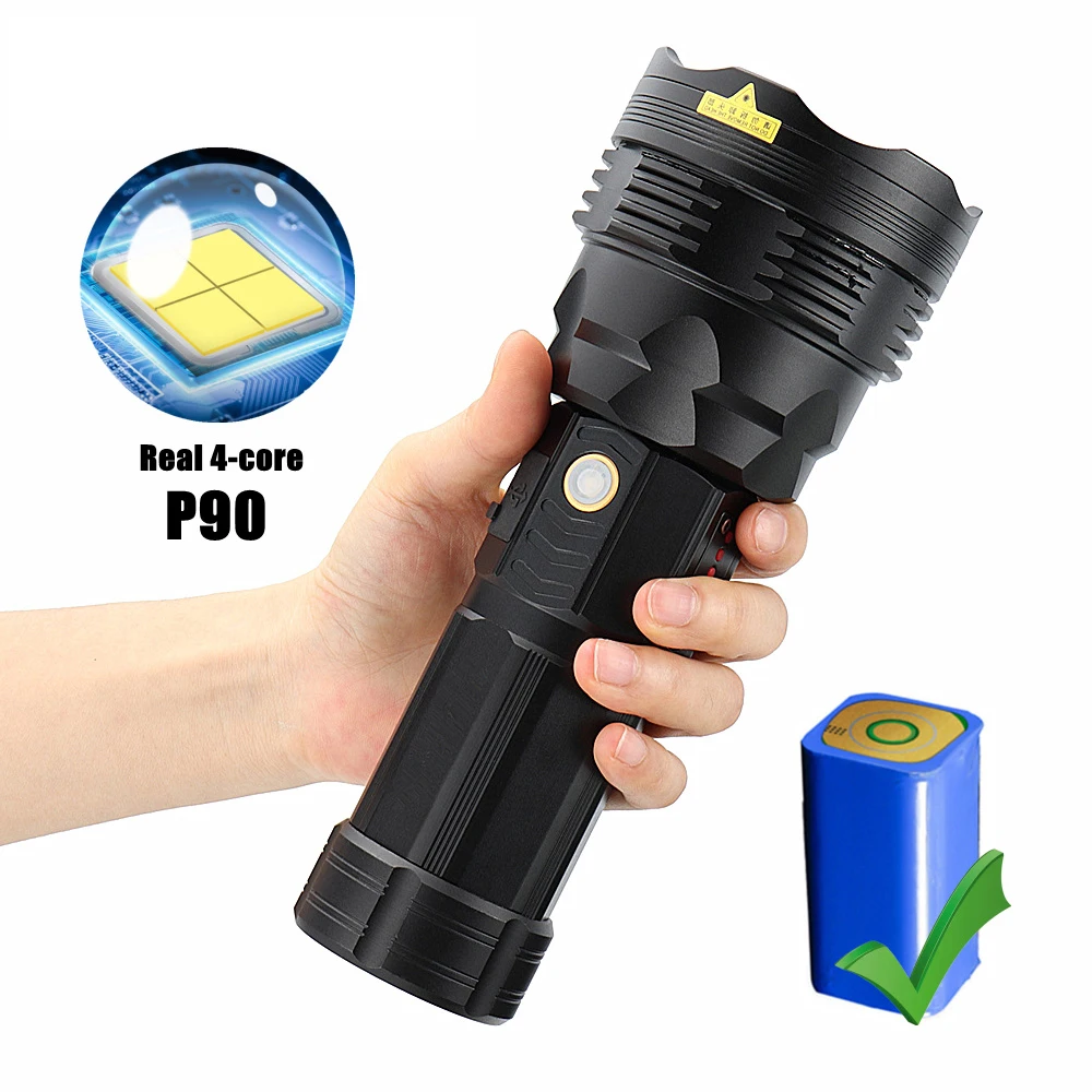 Helius Strong Light P90 Super Bright Tactical Zoom Long Range Portable Waterproof Outdoor Usb Rechargeable Led Flashlight