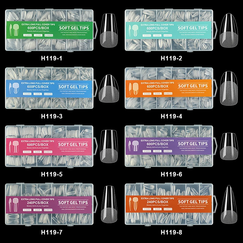 12 grid box of semi matte nail tips, scratch free and scratch free thin DIY nail art Press on nail