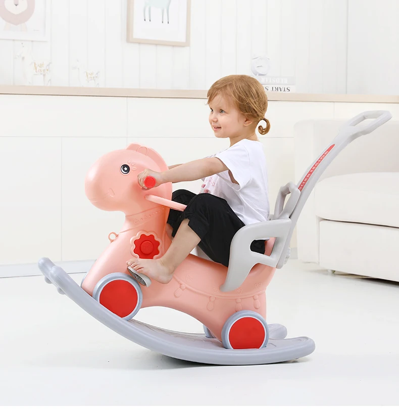 
Updated New design children animal ride toy baby walker plastic rocking horse for kids 