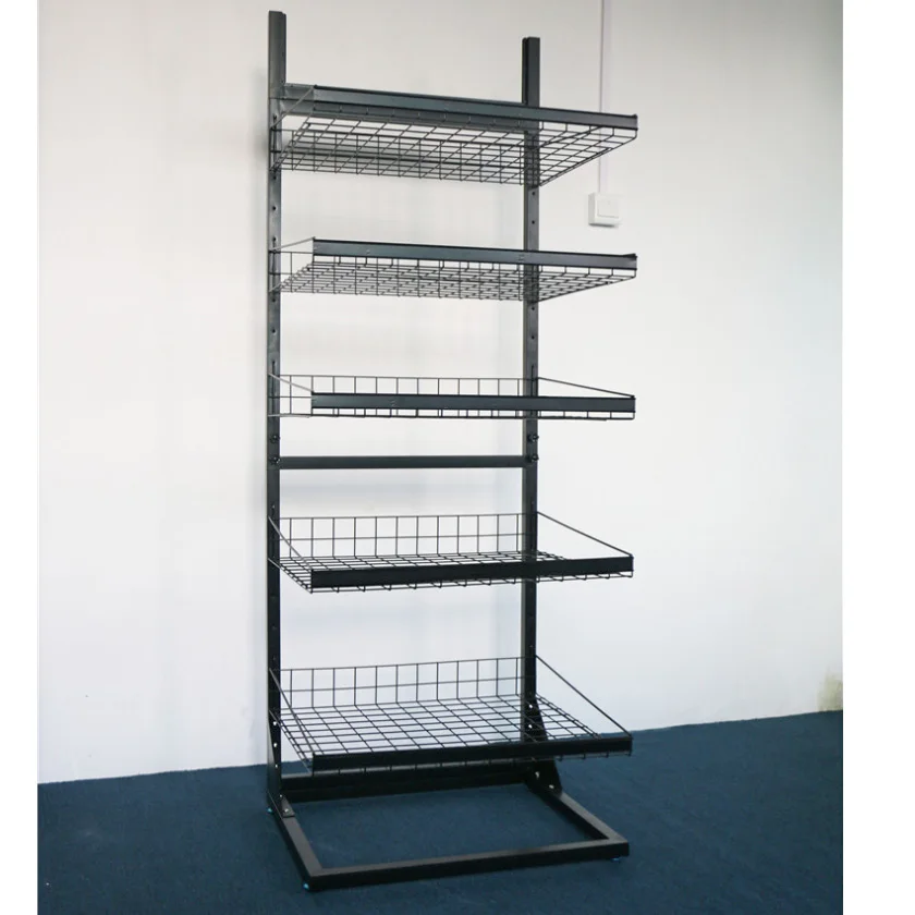  5 tier metal potato chip display stand supermarket potatoes chips