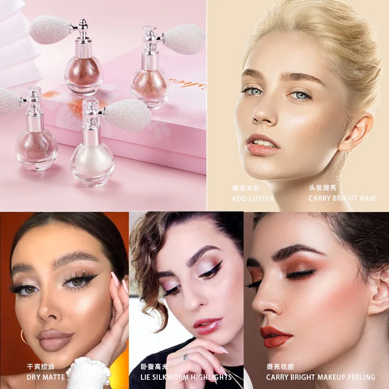 5 Colors Shimmer Highlighter Makeup Waterproof Long Lasting Brilliant Lighten Highlighter Powder Spray